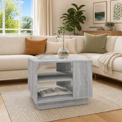 Square Grey Coffee Table with Practical Storage Features