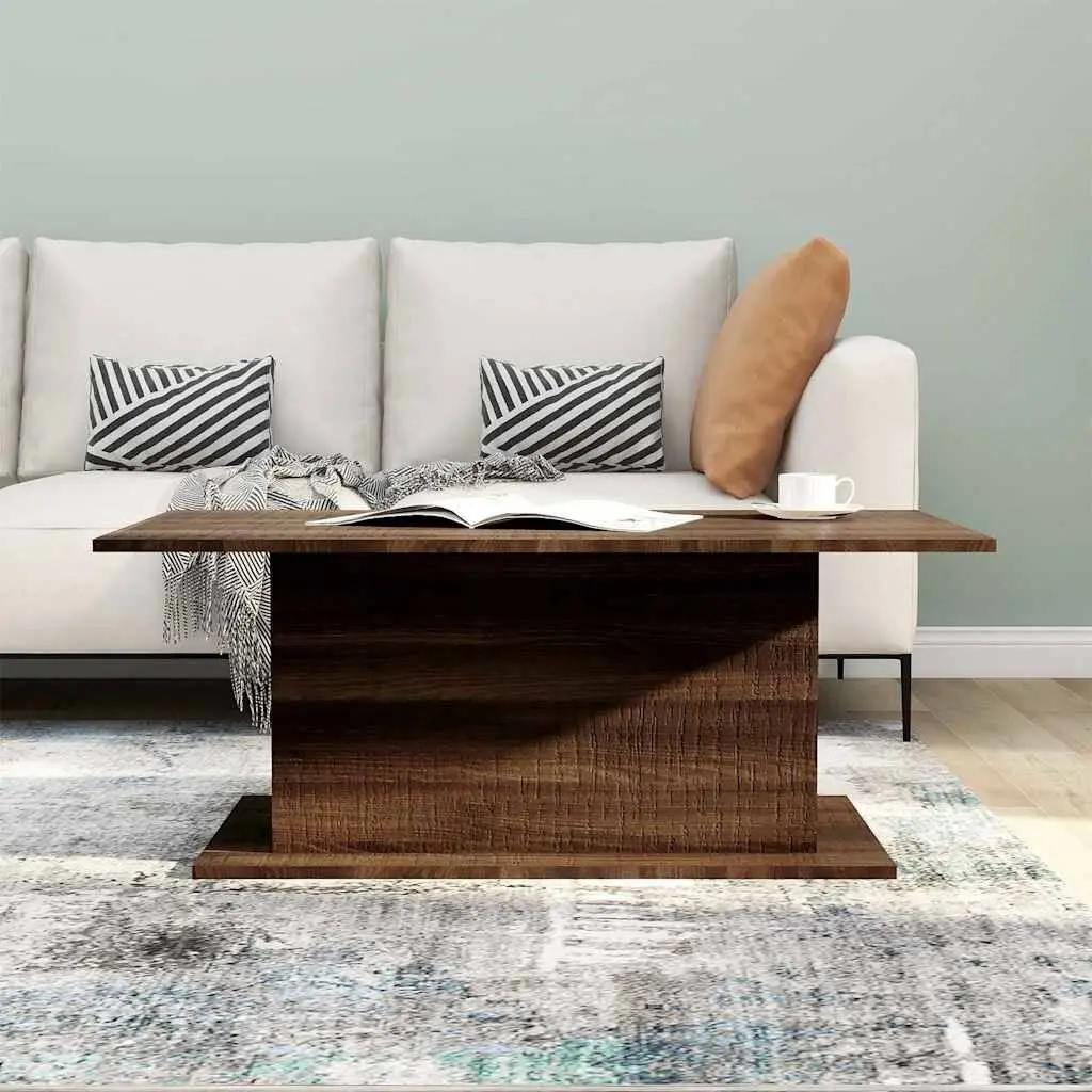 Coffee Table Sturdy Brown Oak Engineered Wood 102 x 55.5 x 40 cm