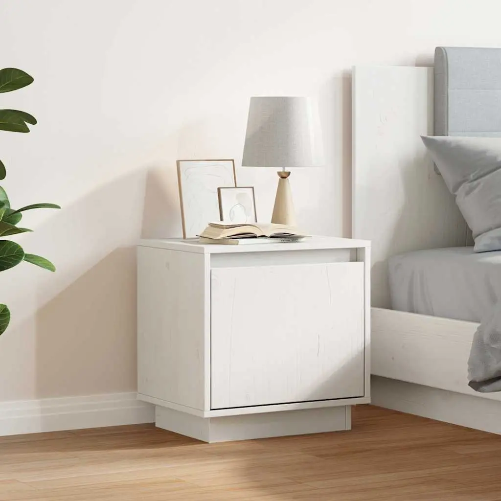 Bedside Cabinet White Solid Wood Pine Nightstand Bedroom Storage Table