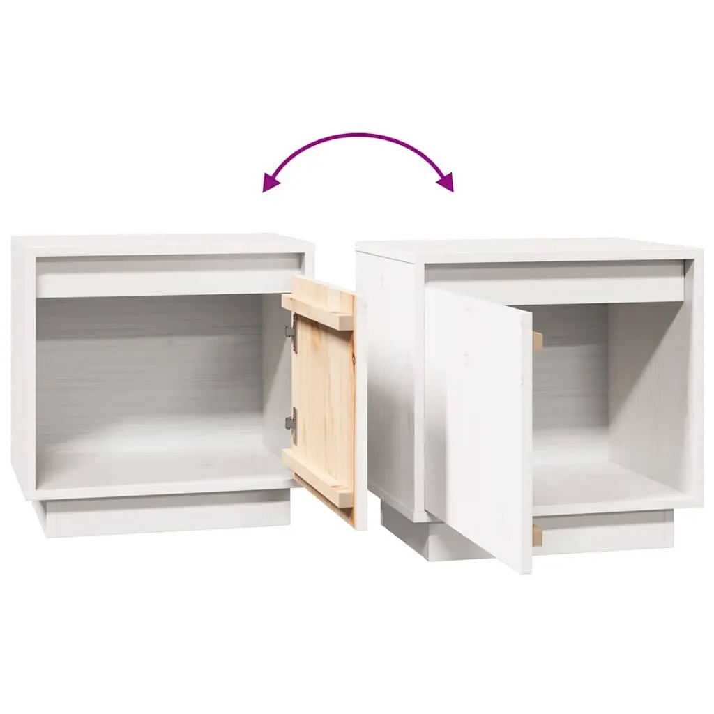 Bedside Cabinet White Solid Wood Pine Nightstand Bedroom Storage Table