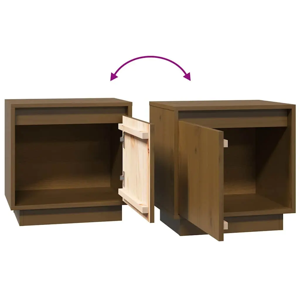Bedside Cabinets Storage Tables Solid Pinewood Brown 40x30x40 cm 2 Piece