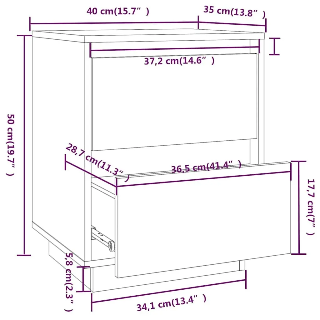 Bedside Tables Modern Storage 2 Piece Black 40 x 35 x 50 cm