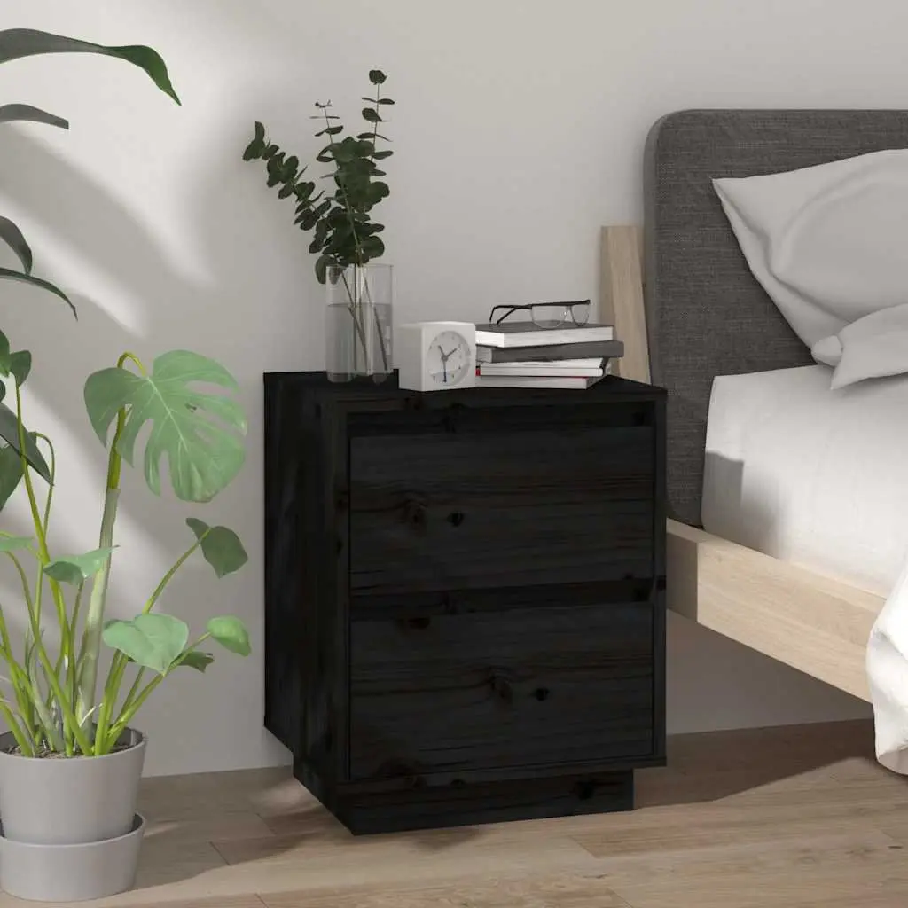 Bedside Tables Modern Storage 2 Piece Black 40 x 35 x 50 cm