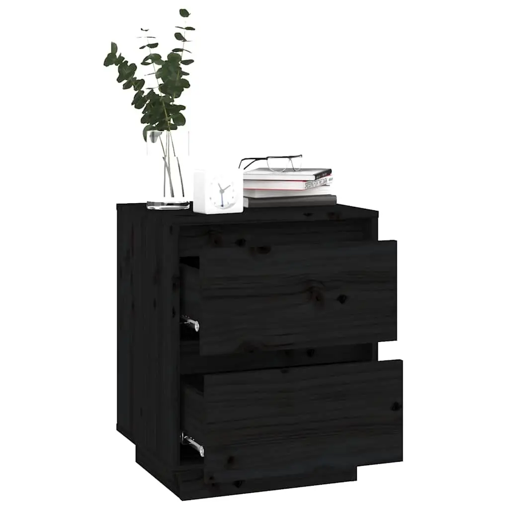 Bedside Tables Modern Storage 2 Piece Black 40 x 35 x 50 cm