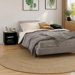 Set of 2 Black Bedside Cabinets with Solid Wood
