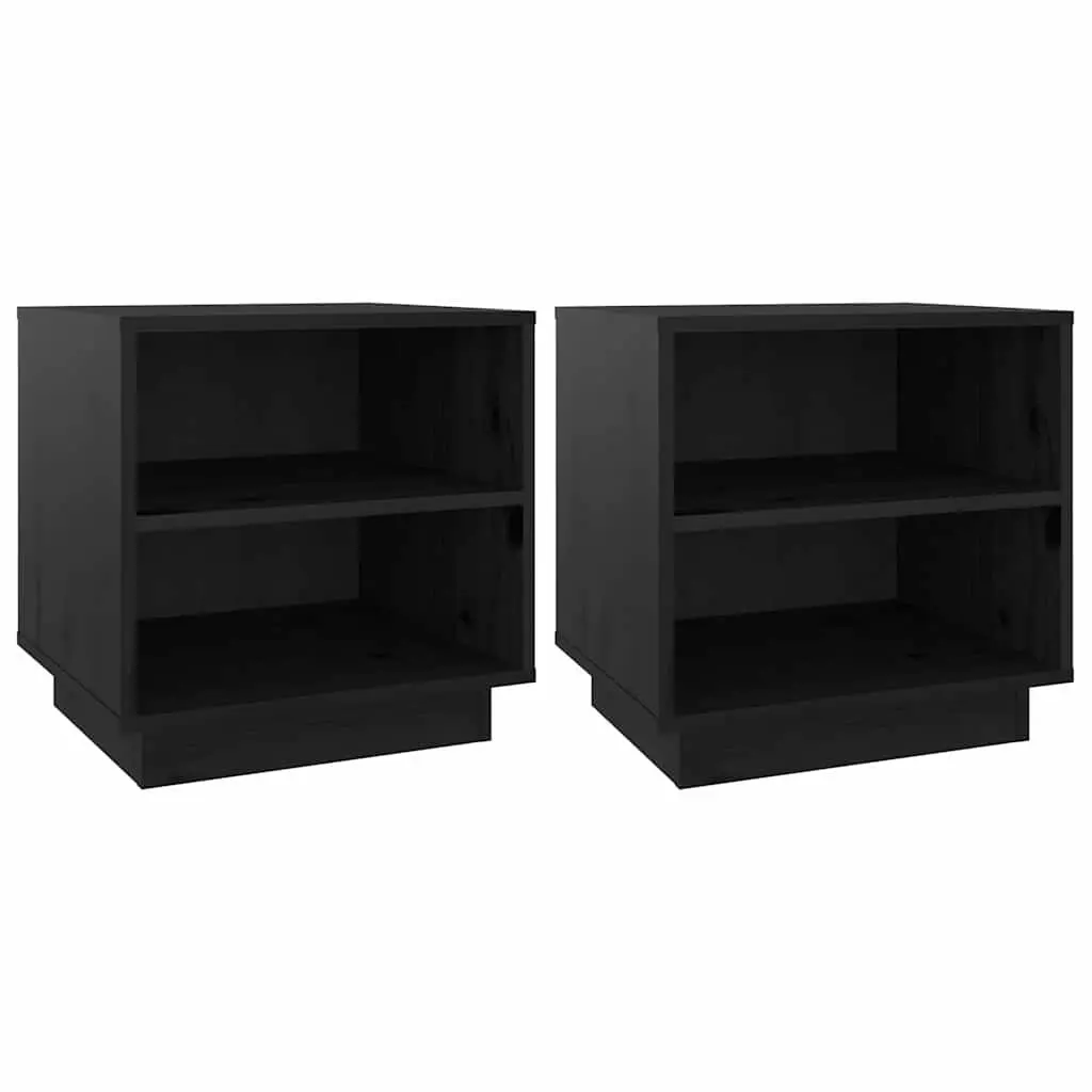 Bedside Tables Solid Wood Storage 40x34x40 cm Black 2 Piece