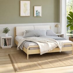 Set of 2 White Bedside Cabinets, Solid Pinewood 40x30x40 cm
