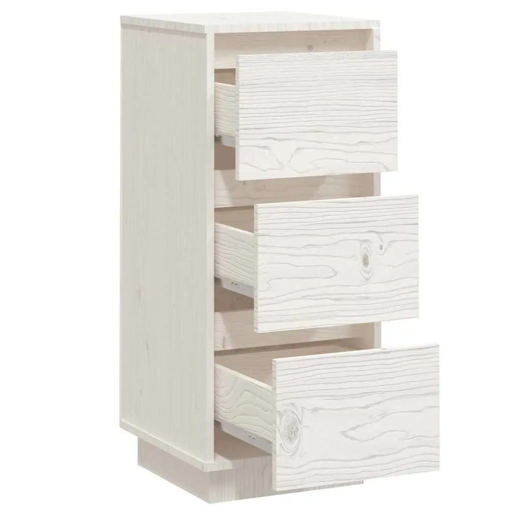 Sideboards Solid Pinewood White Storage Cabinet 2 Pieces