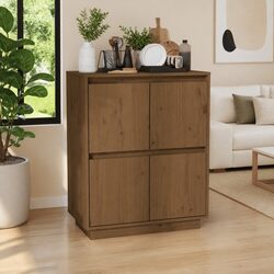 4-Door Solid Pine Wood and MDF Sideboard Cabinet