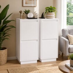 White Solid Wood 2-Piece Sideboard Cabinet Set