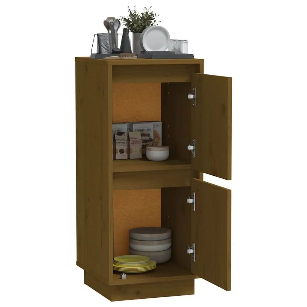 Wooden Sideboard Storage Cabinet 2 Door Durable Pine Wood Brown