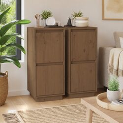 2-Door Storage Sideboard Cabinet Honey Brown Solid Wood