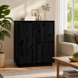 Functional Black Sideboard Cabinet 60x34x75cm