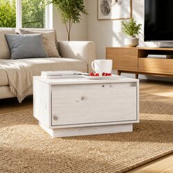 Coffee Table with Storage Drawer in White Pine