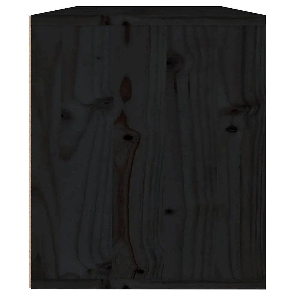 Hanging Storage Cabinet Solid Pinewood Black 60cm Wall Mounted Display Unit 30cm Wide 35cm High