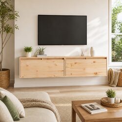 2 pcs Wall-Mounted Cabinets 80x30x35 cm - Solid Pine Wood