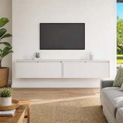 Floating Storage Wall Cabinet in White 100x30x35 cm