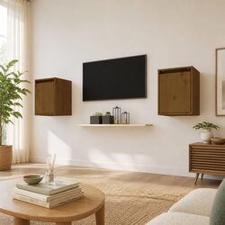 Wall-Mounted Storage Cabinet Set 2 Pieces Solid Pinewood 30x30x40cm