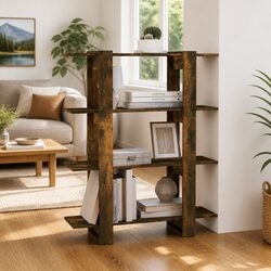 Sturdy Brown Wooden Bookcase and Room Divider