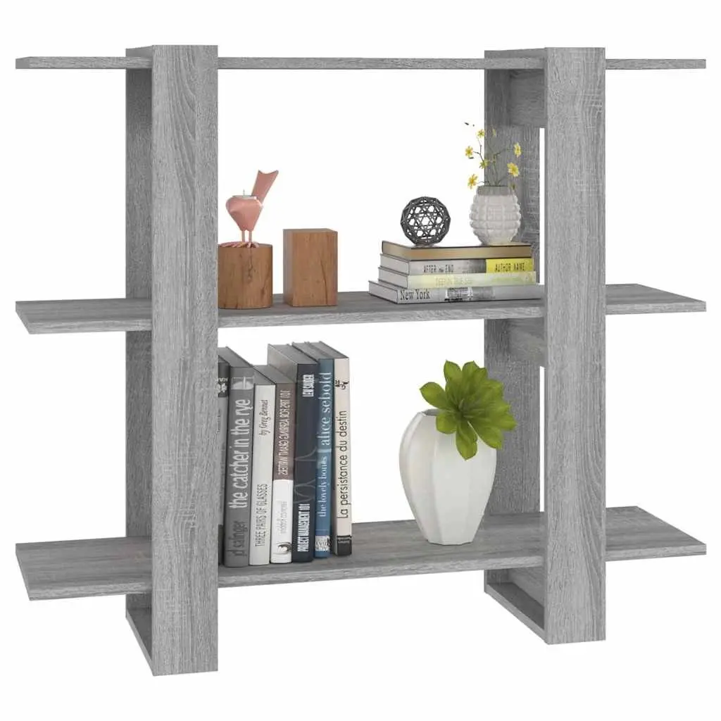 Bookshelf Room Divider Spacious Storage Grey 100x30x87cm