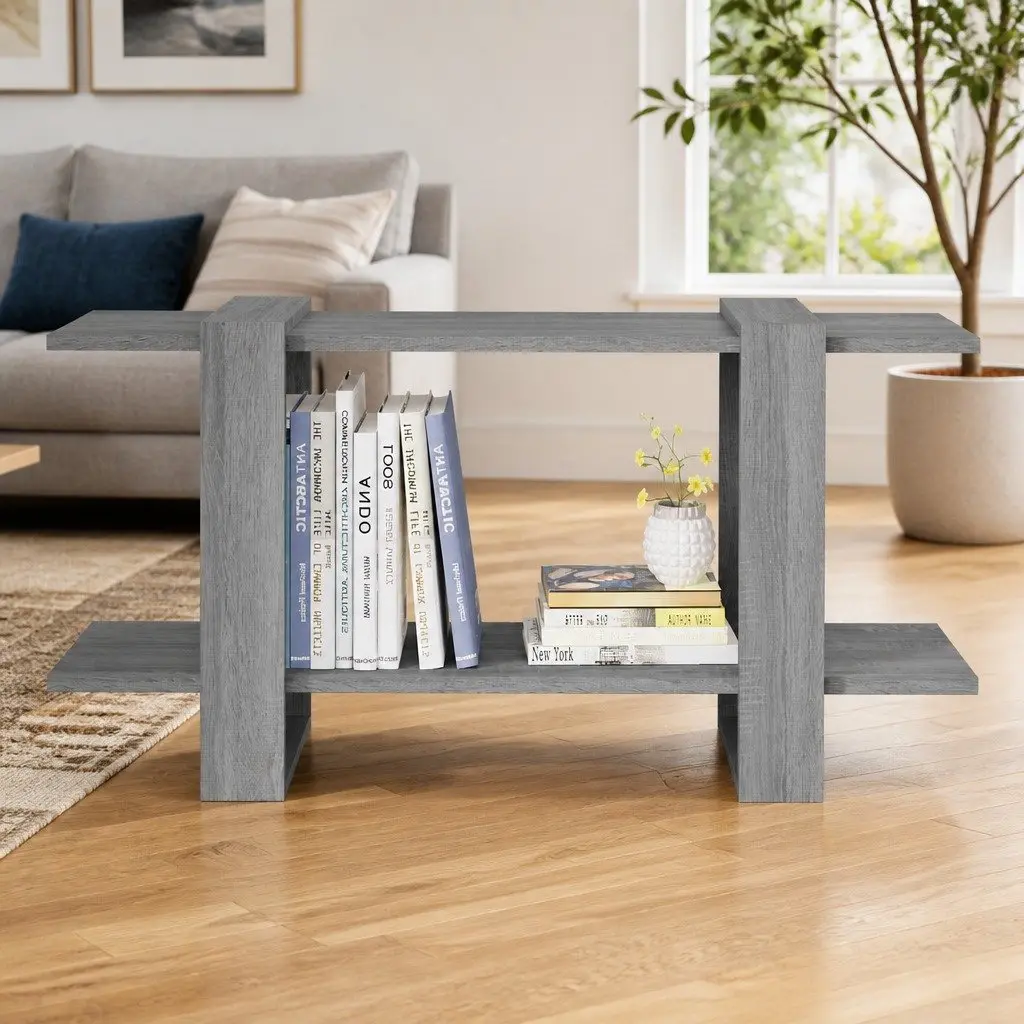 Book Cabinet Grey 100x30x51cm Storage Organiser Shelving Unit