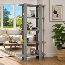 Engineered Wood Book Cabinet Room Divider in Grey Sonoma