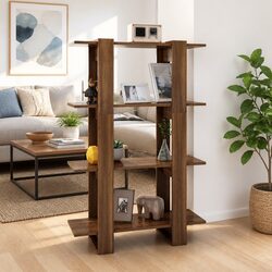 Brown Oak Wooden Shelving Unit Book Cabinet 80x30x123.5cm
