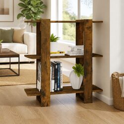 Wooden Storage Shelf and Room Divider in Brown