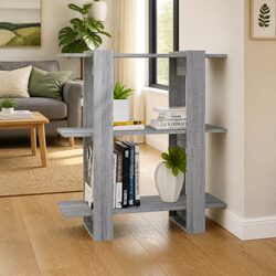 Wooden Book Cabinet Room Divider Grey 80x30x87cm