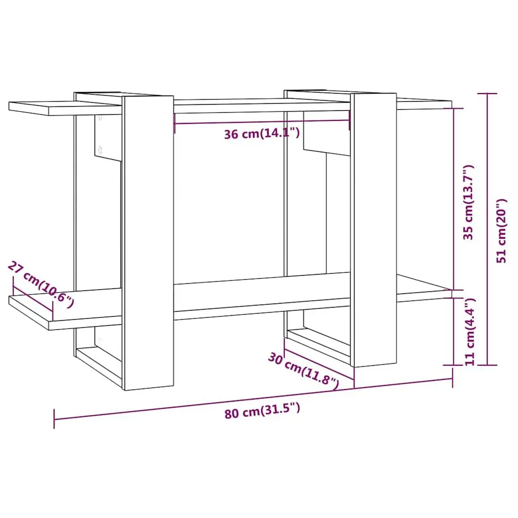 Bookcase Brown Storage Organiser Room Divider Standing Shelf 80x30x51cm