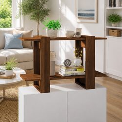 Room Divider Shelf Book Cabinet Brown Oak 80x30x51cm
