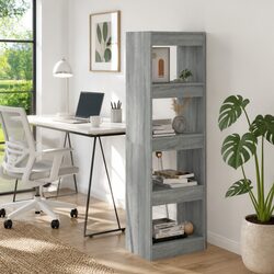 Sturdy Grey Book Cabinet Room Divider with Ample Storage