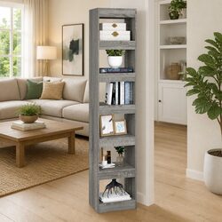 Functional Book Cabinet Room Divider Grey Sonoma 40x30x198cm