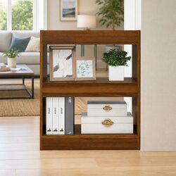 Brown Oak Book Cabinet with Room Divider Functionality