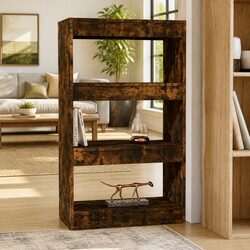 Engineered Wood Room Divider Shelf in Smoked Oak 60x30x103cm