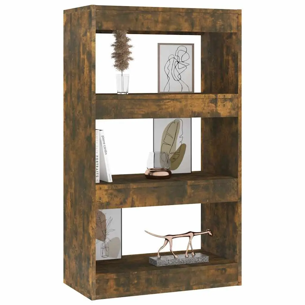 Book Cabinet Room Divider Storage 60x30x103cm Smoked Oak Engineered Wood