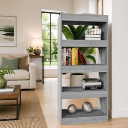 Engineered Wood Room Divider Book Cabinet Grey Sonoma 60x30x135 cm