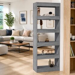 Engineered Wood Book Cabinet Room Divider Grey Sonoma 60x30x166cm