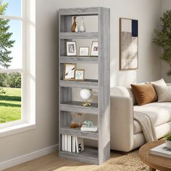 Wooden Book Cabinet Room Divider Grey Sonoma 60x30x198 cm