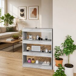 Engineered Wood Book Cabinet Room Divider Grey Sonoma 80x30x103cm