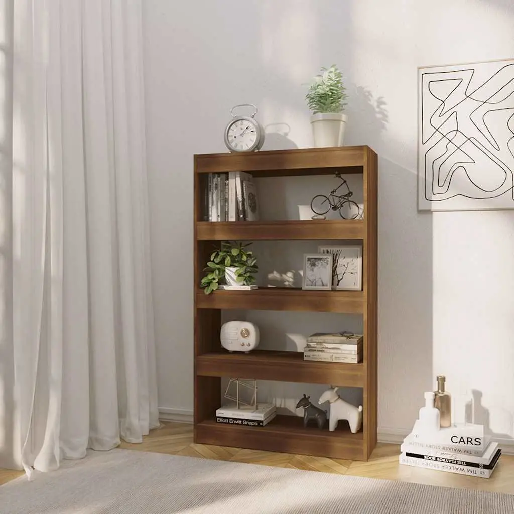 Book Cabinet Room Divider Storage 80x30x135cm Brown Engineered Wood Bookshelf