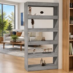 Engineered Wood Book Cabinet Room Divider Grey Sonoma 80x30x166cm