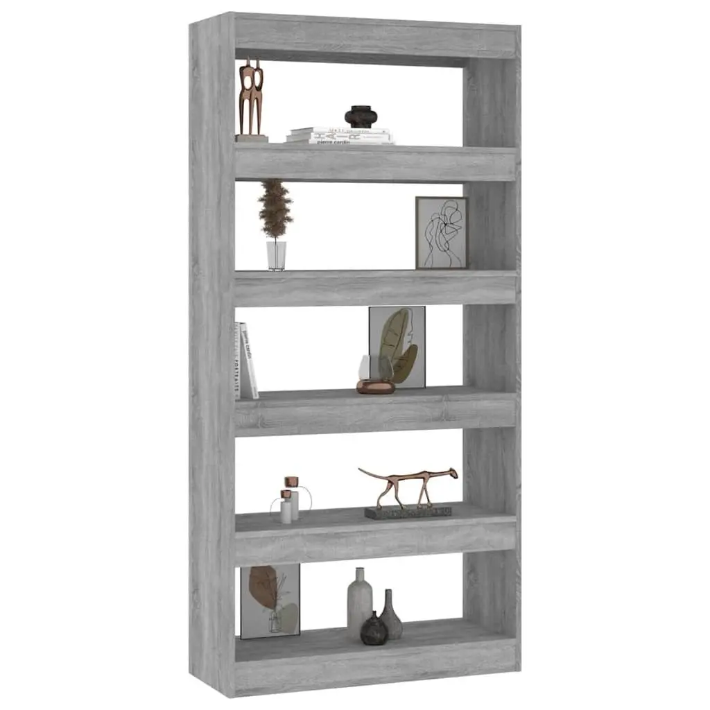 Book Cabinet Room Divider Sturdy Spacious 80x30x166cm Grey Sonoma Engineered Wood Shelving