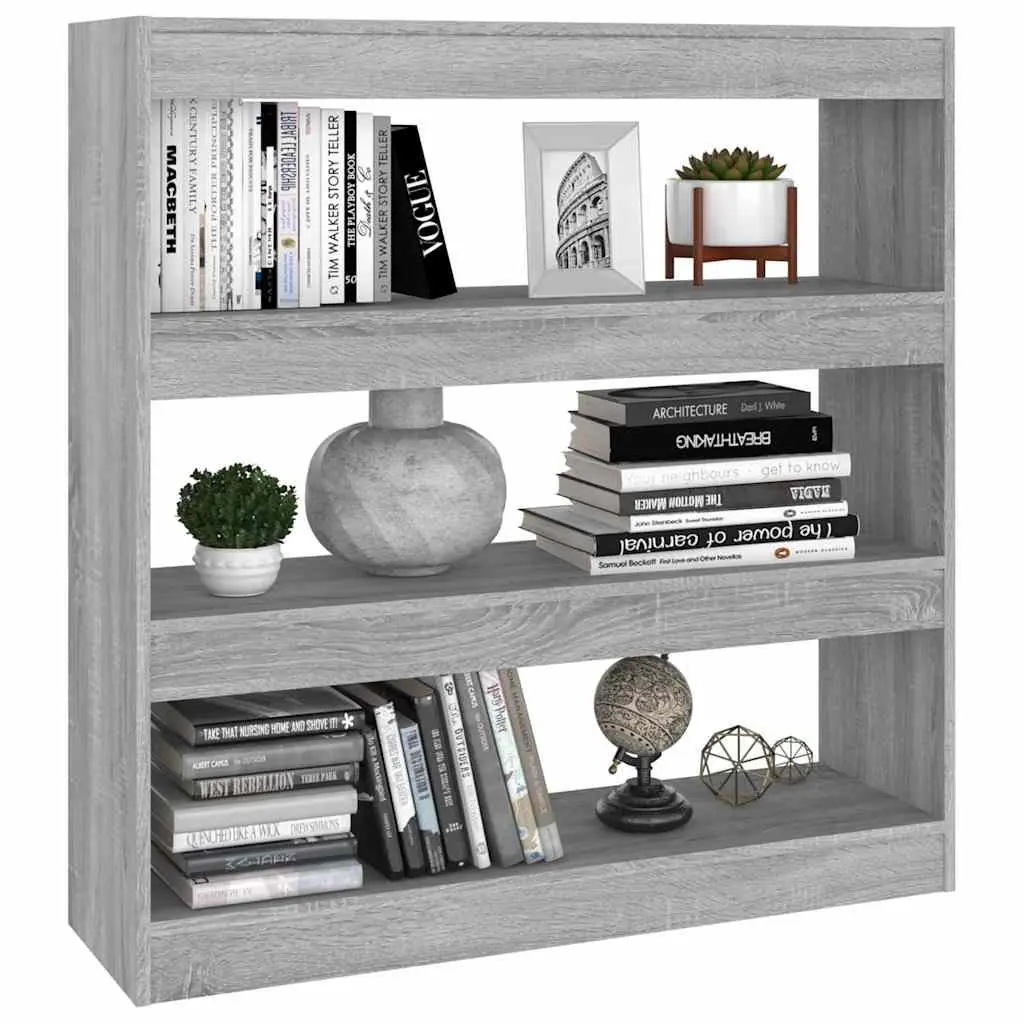 Book Cabinet Room Divider Sturdy Grey Sonoma Open Shelving Unit