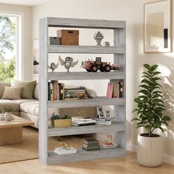 Grey Wooden Bookcase with Multiple Shelves for Storage
