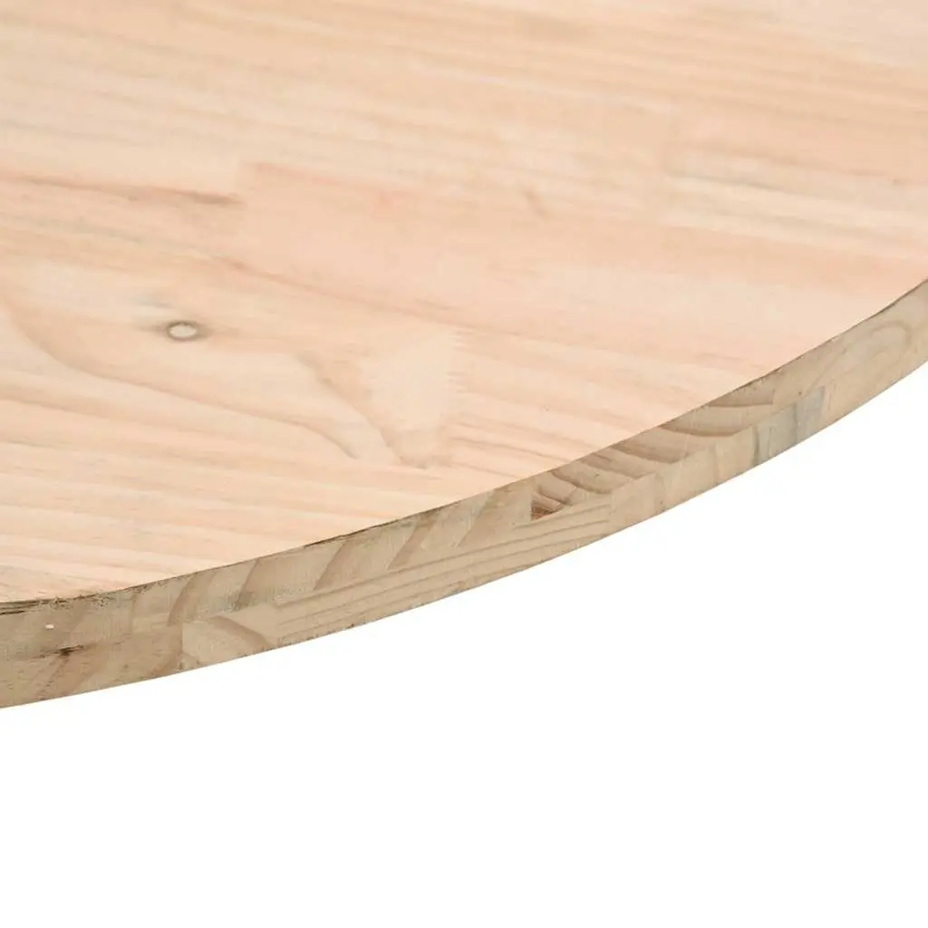 Round Solid Pinewood Table Top 50cm Brown Indoor Dining Coffee Table
