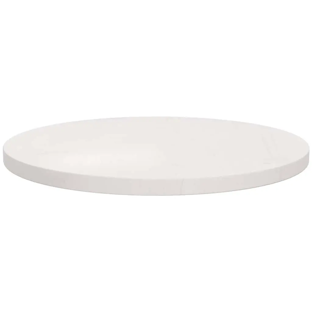 Round Table Top Easy to Clean Ø60cm White Solid Pine Wood Indoor Dining Coffee Table