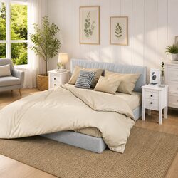 White Bedside Cabinet Set 2 pcs - Solid Pine Wood