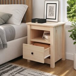 Brown Bedside Cabinet with Storage Drawer - 40x35x49cm