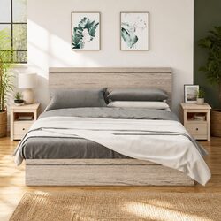 Set of 2 Wooden Nightstands with Drawer Storage